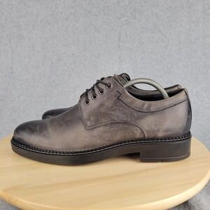 Ecco Shoes Mens 42 Newcastle Plain Toe Casual‎ Oxford Gray Leather Lace Up US 8